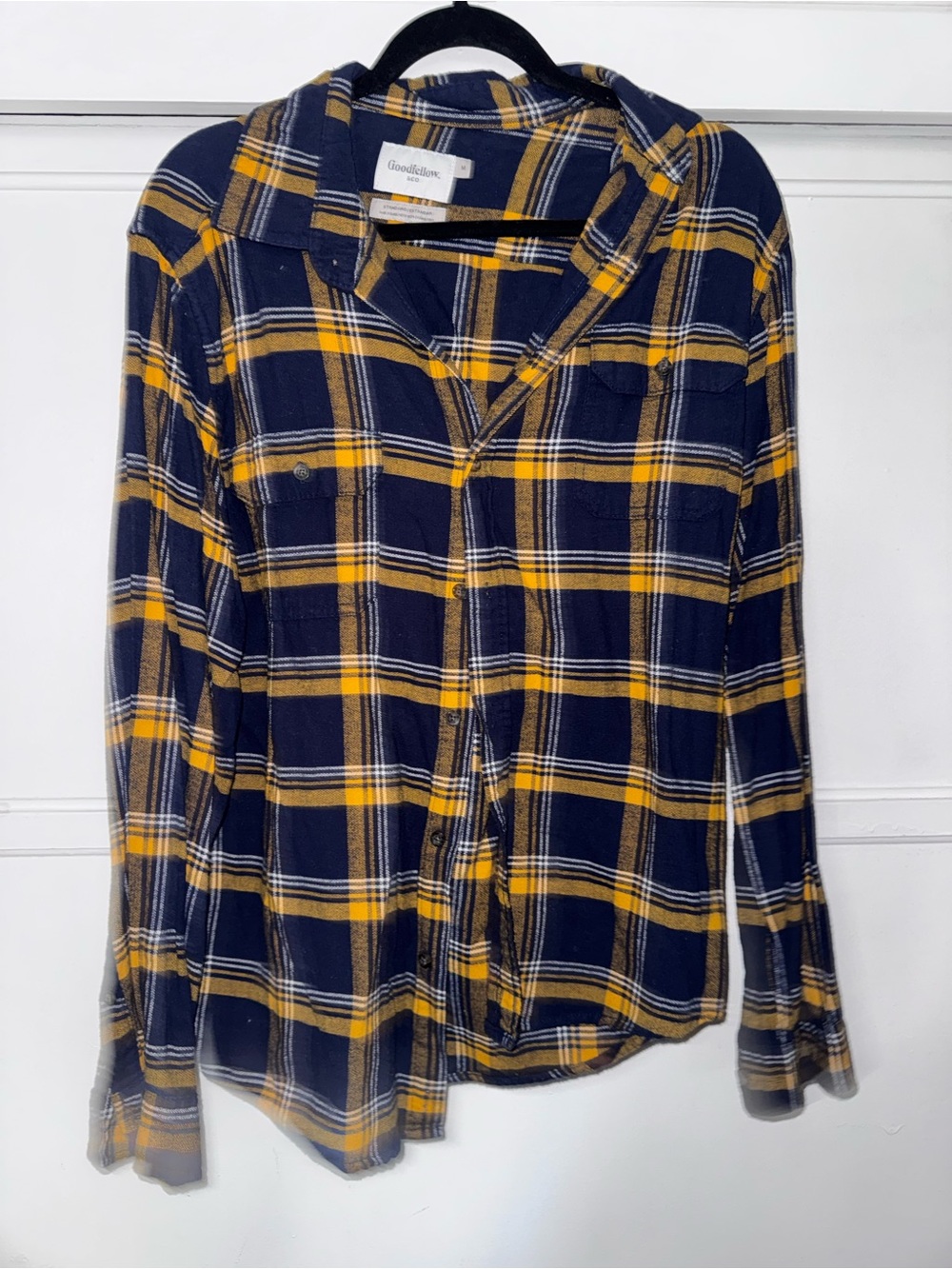Goodfellow & Co Navy and Yellow Plaid Button-Down Shirt